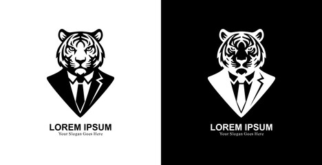 Professional black suit tiger head logo design