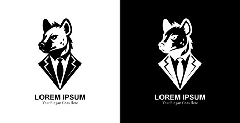 Professional black suit hyena head logo design