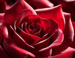 close up view of rich red rose petals illuminated softly showcasing intricate textures and delicate shadows