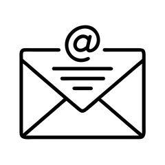 Outline of email envelope with at symbol for communication  