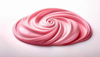 smooth pink cream swirl on white background