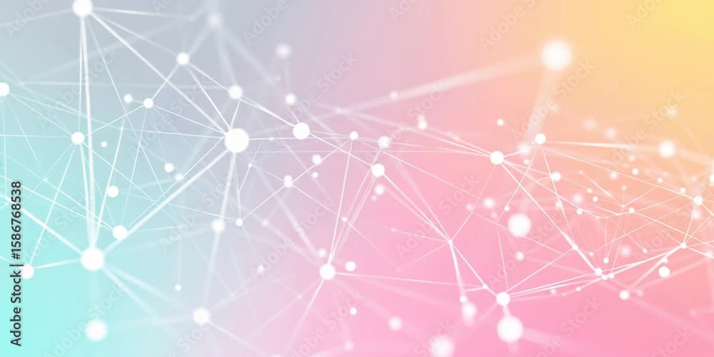 Poster abstract background with white lines and dots, a light gray gradient, and geometric shapes forming t