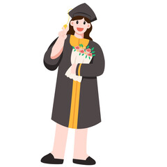 Graduation Day Celebration with Female Student vector illustration