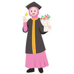 Female student celebrating graduation vector illustration