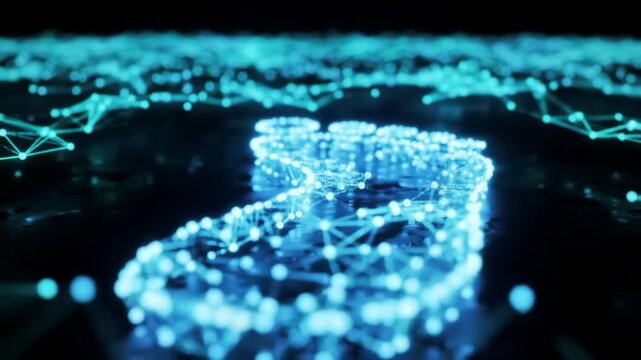Digital Footprint and Data Privacy Concept Showcasing Glowing Blue Network Connections and Nodes for Cyber Security Technology and Online Protection