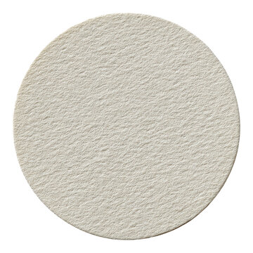 Blank round paper coaster cutout with textured surface ready for stamp or logo isolated on white background