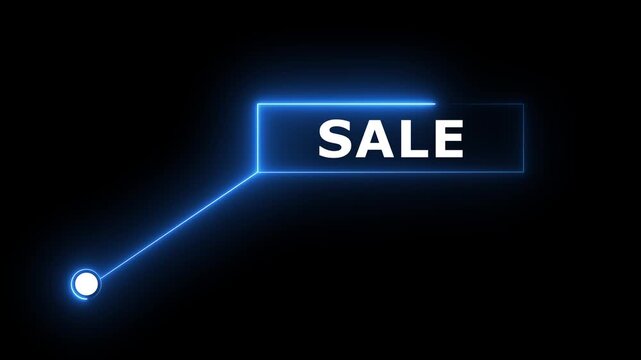 Sale text animation with technology icon black background .Call-out futuristic hud animation digital white tone six pack on the black screen .