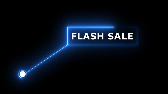 Flash Sale text animation with technology icon black background .Call-out futuristic hud animation digital white tone six pack on the black screen .