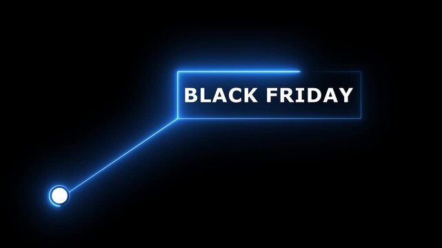 Black friday Sale text animation with technology icon black background .Call-out futuristic hud animation digital white tone six pack on the black screen .
