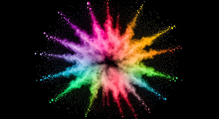 Rainbow Powder Explosion on Black Background
