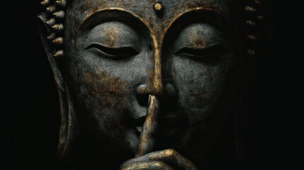 Close-up of Buddha statue, serene face