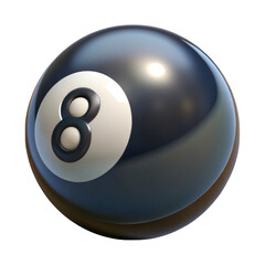 3d 8 ball pool ball isolated on transparent background