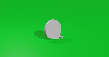 Isolated realistic white tape measure symbol front view with shadow. 3d illustration on green chroma key background