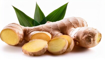 fresh ginger root with sliced pieces