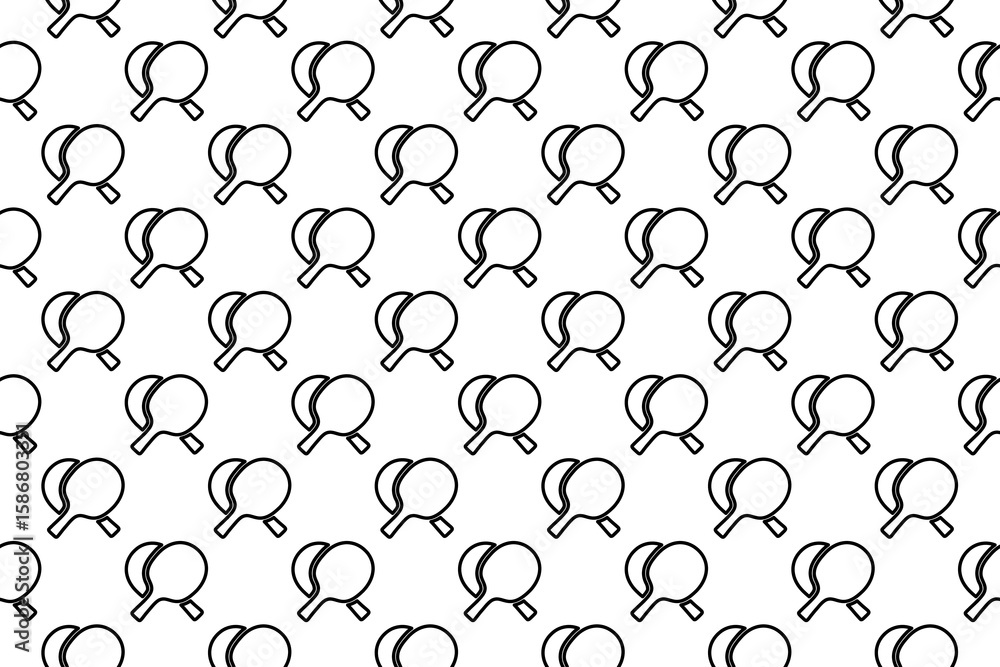 Aufkleber Seamless pattern completely filled with outlines of crossed ping pong rackets symbols. Elements are evenly spaced. Illustration on transparent background