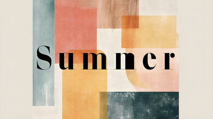 A modern abstract print with the word "Summer"
