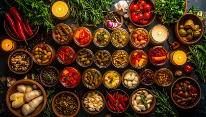 Fototapeta premium Colorful table with vegetables