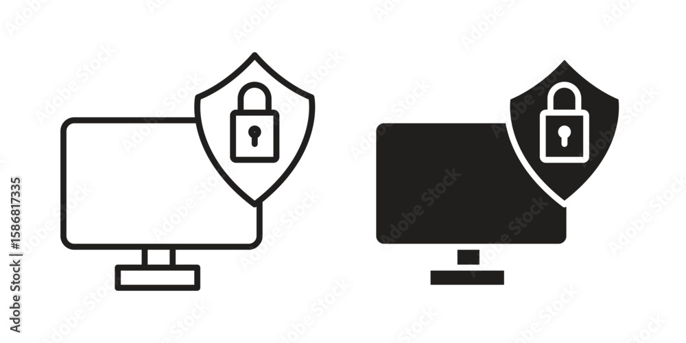 Fototapete Computer security icon symbol concept. Icons for web and mobile.