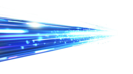 Futuristic light beam glitch effect in blue neon colors with data trail motion design isolated on transparent background 