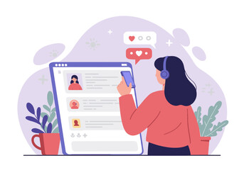 A hand is holding a smartphone displaying a digital profile, surrounded by icons representing various functions such as messaging, health, and personal information.
