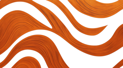 Geometric orange and white mid-century modern line art abstract patterns isolated on transparent background