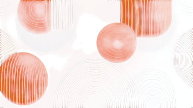 Geometric orange and white mid-century modern line art abstract patterns isolated on transparent background 