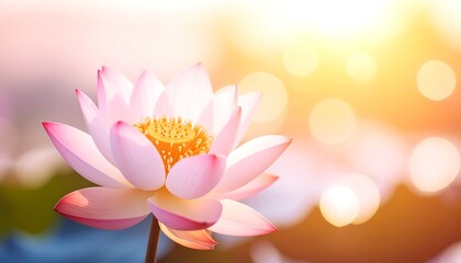 Obraz premium Soft-focus lotus flower in golden light