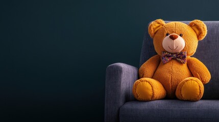 Adorable Teddy Bear Sitting on Couch for Comfort and Decor