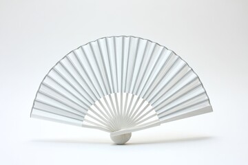 White paper fan, studio shot, simple background, cooling