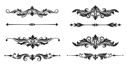 Classic decorative ornamental page breaks in black vintage style  