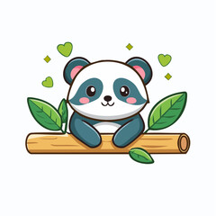 Naklejka premium Adorable Kawaii Panda Character Illustration