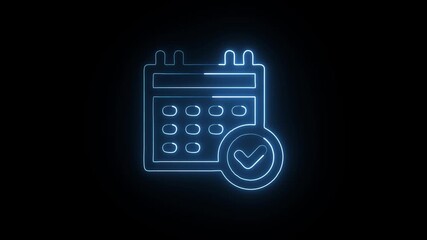 Calendar Animation with Glowing Lines on Black Background