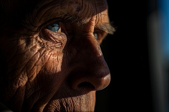 Elderly man gazes thoughtfully near a window in a bright indoor setting. His serious expression reflects deep contemplation during the daytime.