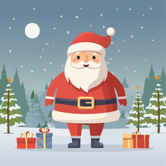 Santa Claus in full joy ready to distribute gifts in a small town