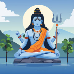 Indian god Shiva in meditation pose