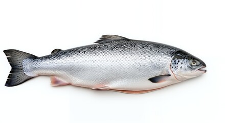 Fresh Silver Salmon on White Background Cooking Ingredient Close Up