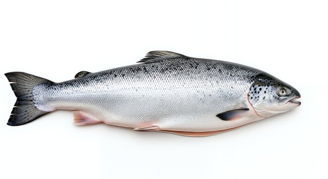 Fresh Silver Salmon on White Background Cooking Ingredient Close Up