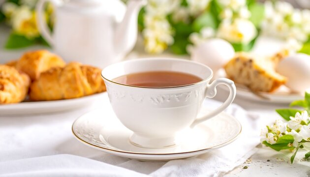 Spring tea breakfast scene
