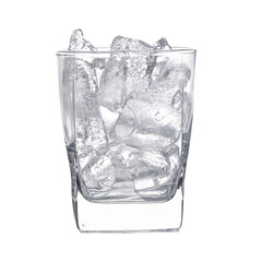 Ice cubes in glass isolated on white background.