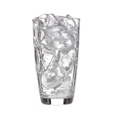 Glass with ice isolated on white background.