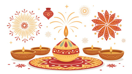 Vibrant Diwali Festival Celebration with Lights and Decor