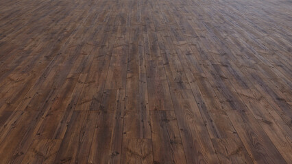 smooth and textured dark wooden floor illuminated by warm natural lighting, highlighting the unique grain patterns and rustic elegance of the wood surface