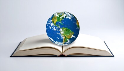 Open book with Earth globe