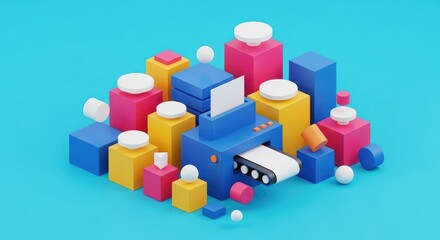 Obraz premium Colorful 3d Abstract Production Line