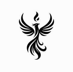 Fototapeta premium Vector Silhouette Logo of Phoenix Bird – Symbol of Rebirth and Immortality