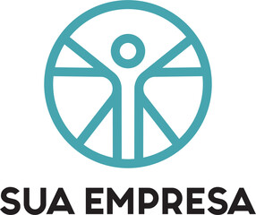 LOGOTIPO DE MEDICINA FARMÁCIA FISIOTERAPIA SAÚDE HOMEM VITRUVIANO