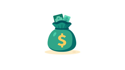 Glossy green money bag icon with sharp yellow dollar symbol, ideal for finance, savings, and wealth management visuals
