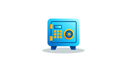 Glossy blue safe icon with modern shadow and bold yellow lockpad, ideal for security and digital asset UI