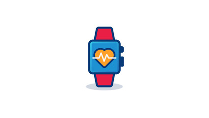Glossy smartwatch icon with heart pulse symbol, ideal for health tracking, fitness, and wearable technology visuals
