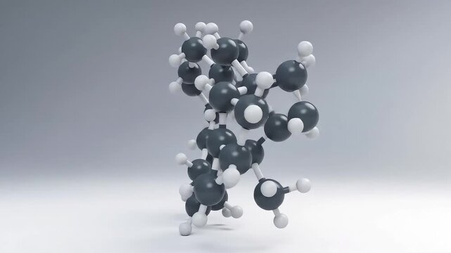 Abstract Molecular Structure Depiction Against a Neutral Gray Backdrop with Spherical Atoms in a Scientific Visualization
